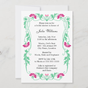 Elegant Leaf Florals and Swirls Bridal Shower Invitation