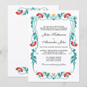 Elegant Leaf Florals and Swirls Invitation