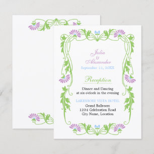 Elegant Leaf Florals and Swirls Reception Card