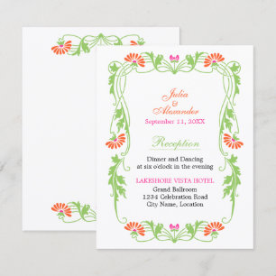 Elegant Leaf Florals and Swirls Reception Cards