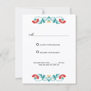 Elegant Leaf Florals and Swirls RSVP / Reply Cards