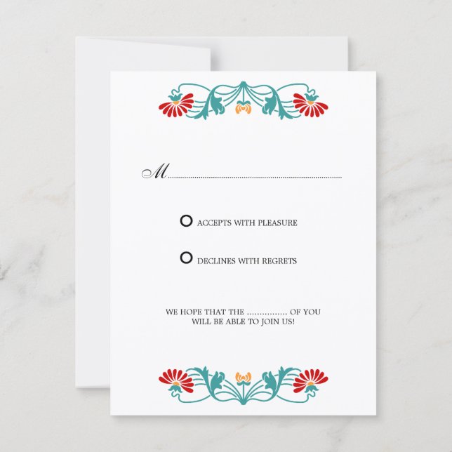 Elegant Leaf Florals and Swirls RSVP / Reply Cards (Back)