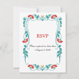 Elegant Leaf Florals and Swirls RSVP / Reply Cards