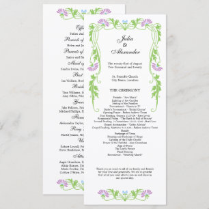Elegant Leaf Florals and Swirls Wedding Program