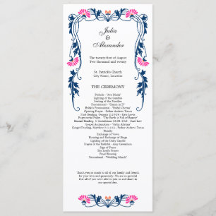 Elegant Leaf Florals and Swirls Wedding Program