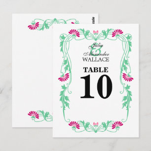Elegant Leaf Florals & Swirls Table Number Card