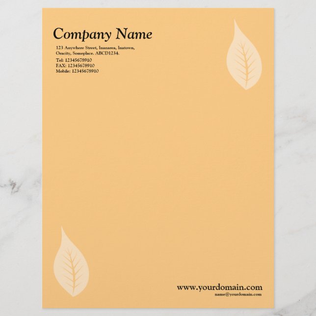 Elegant Leaf - Light Orange Letterhead (Front)