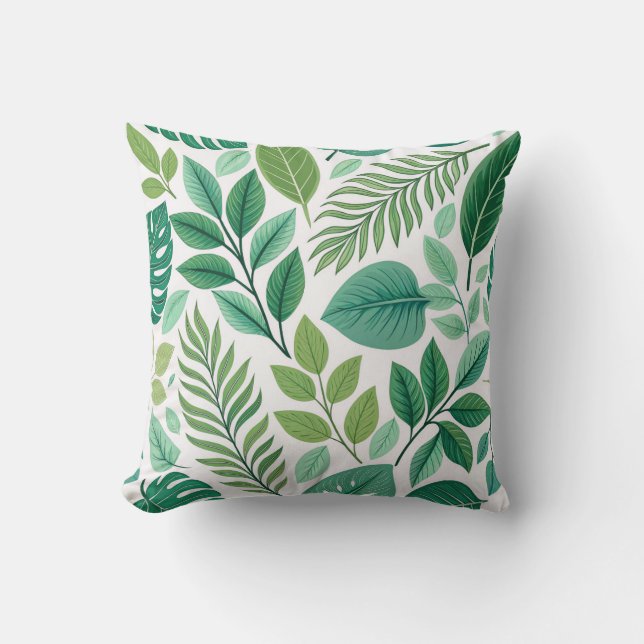 "Elegant Leaf Pattern Cushion" Throw Pillow (Front)