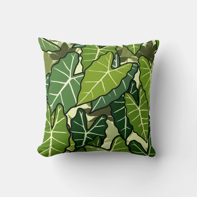 Elegant Leaf Pattern Throw Pillow (Front)