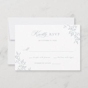 Elegant Leafy Blue Laurel Botanical Wedding RSVP Invitation