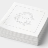 Elegant Leafy Crest Monogrammed Wedding Silver