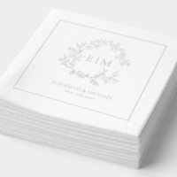 Elegant Leafy Crest Monogrammed Wedding Silver