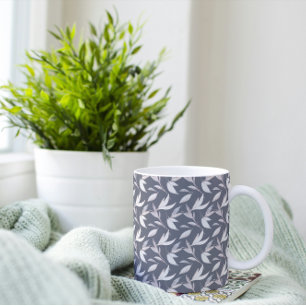 Elegant Leafy Grey Modern Botanical  Coffee Mug
