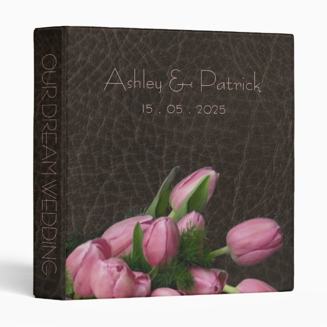 Elegant Leather and Romantic Tulips Binder (Front/Spine)
