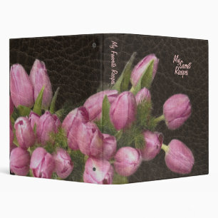 Elegant Leather and Romantic Tulips Binder