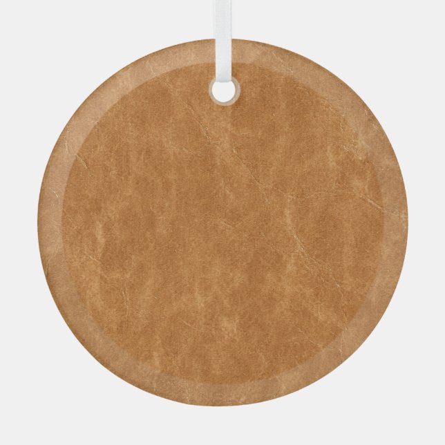 Elegant Leather Background Texture Glass Ornament (Front)