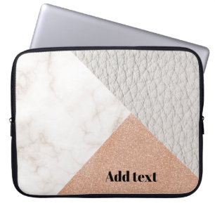 Elegant Leather Faux Marble masculine blush leathe Laptop Sleeve