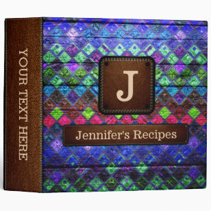 Elegant Leather Mosaic Pattern Wood Look #2 Binder