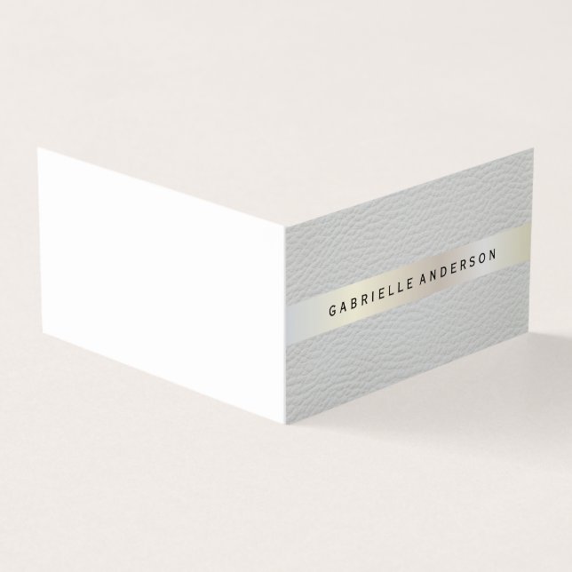 Elegant Leather with Luxe Metallic Trim Business Card (Outside)