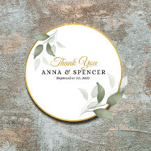 Elegant Leaves and Circle Gold Thank You Wedding