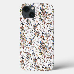 Elegant Leaves Berries White Watercolor Floral iPhone 13 Case