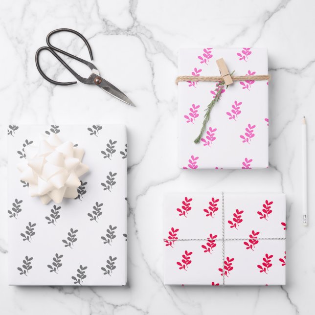 Elegant Leaves Gift Wrap Set of 3  (Front)