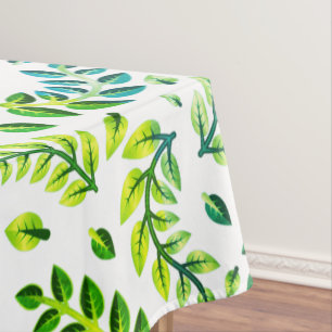 Elegant Leaves Green Lemon Turquoise Tablecloth
