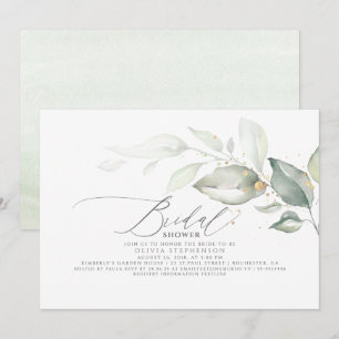 Elegant Leaves Greenery Elegant Bridal Shower Invitation
