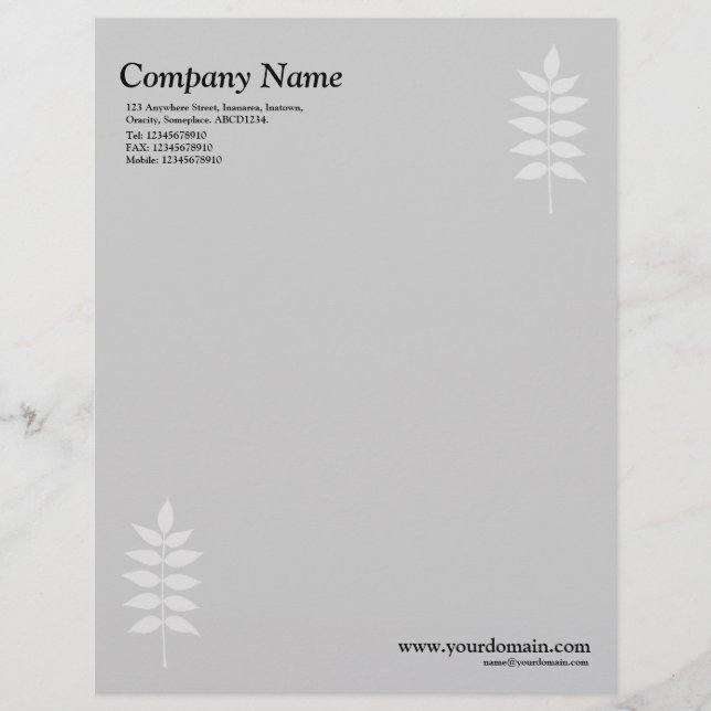 Elegant Leaves- Light Grey Letterhead (Front)