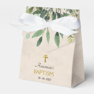 Elegant Leaves Orthodox Christian Baptism Favor Box