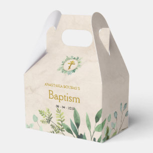 Elegant Leaves Orthodox Christian Baptism Favor Box