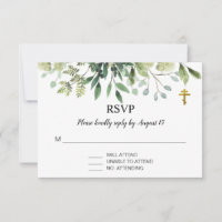 Elegant Leaves Orthodox Christian Baptism RSVP 