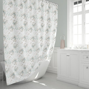 Elegant Leaves Watercolor Shower Curtain