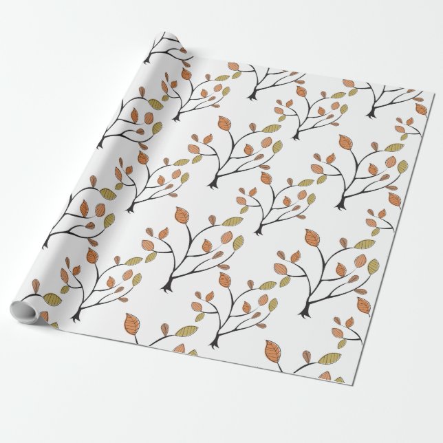 Elegant Leaves Wrapping Paper (Unrolled)