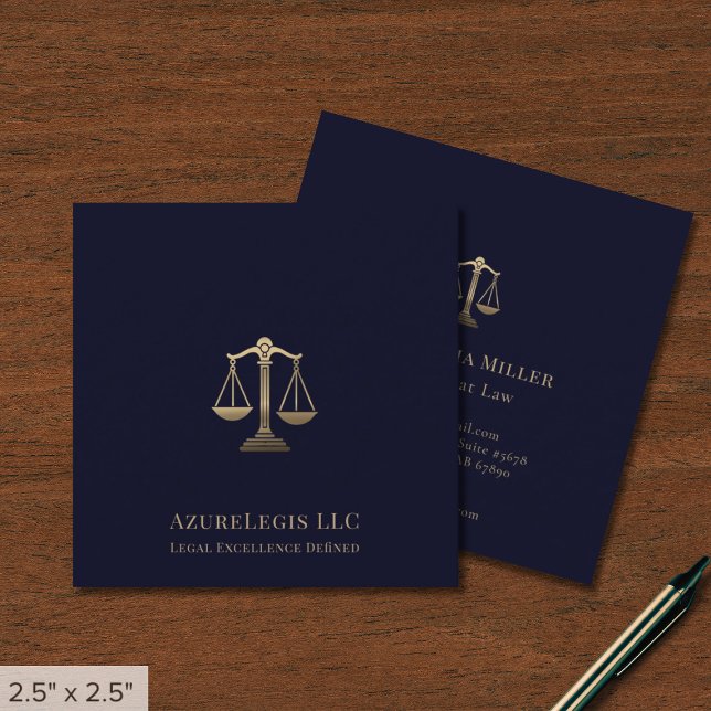 Elegant Legal Justice Scale Logo Square Business Card (Creator Uploaded)