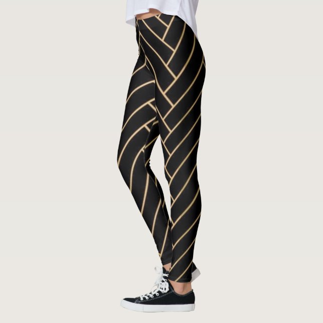 Élégant Leggings Black & Gold (Gauche)