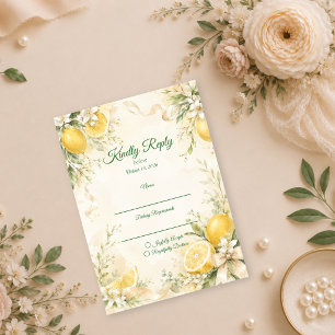Elegant Lemon Botanical Wedding RSVP Card