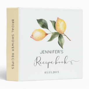 Elegant lemon Bridal Shower Recipe Book Binder