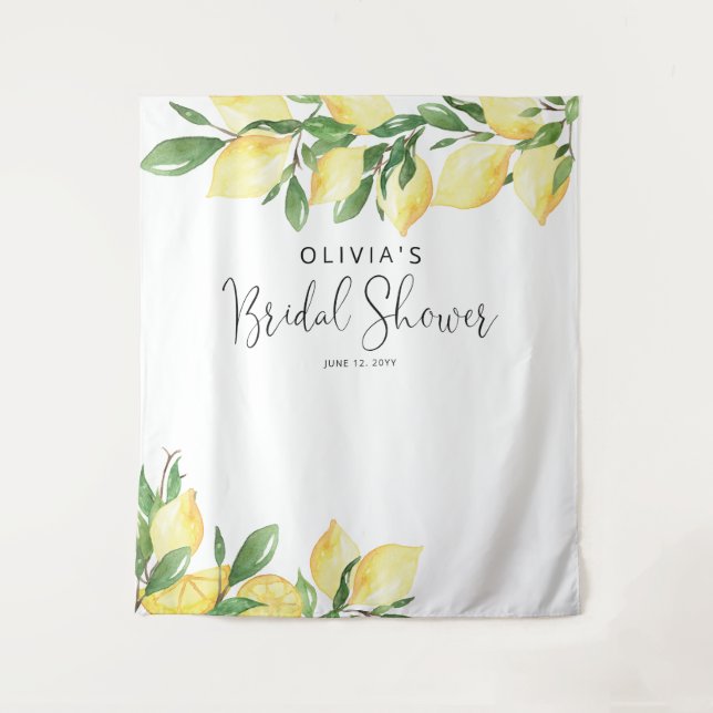Elegant Lemon Bridal Shower Tapestry (Front)