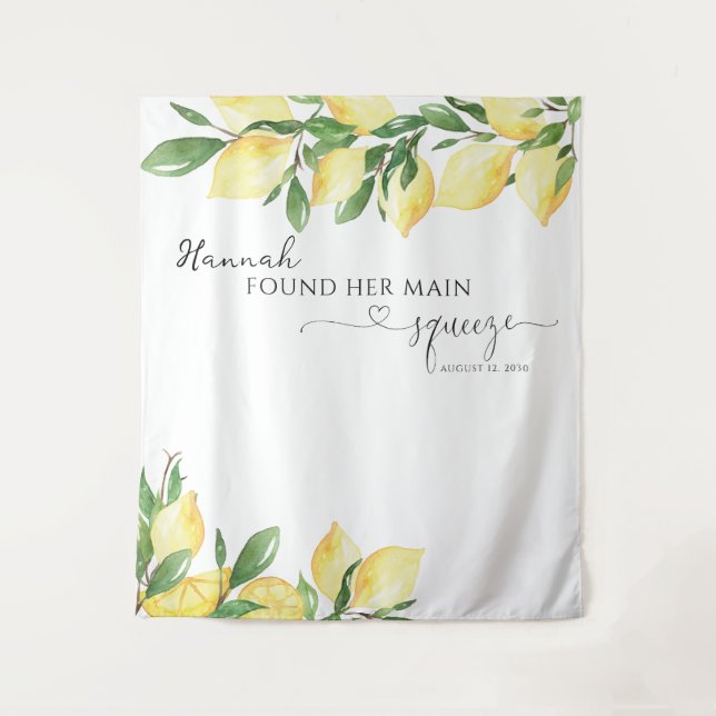 Elegant Lemon Bridal Shower Tapestry (Front)