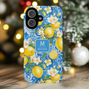 Elegant Lemon Citrus Monogram Personalized Name iPhone 16 Case