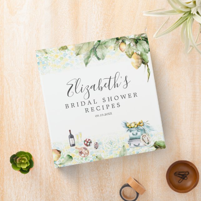 Elegant Lemon Grove Picnic Bridal Shower Recipe Binder (In Situ)