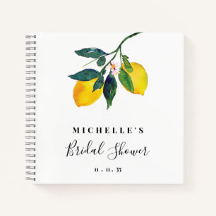 Elegant Lemon Hand Lettered Script Bridal Shower Notebook