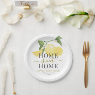 Elegant Lemon Home Sweet Home Housewarming Party Paper Plate