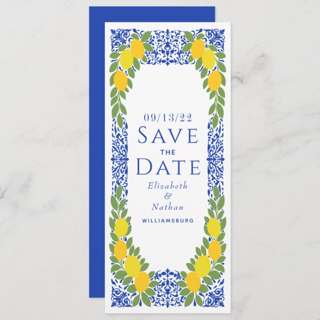 Elegant Lemon Italy Greece Mediterranean Save The Date (Front/Back)