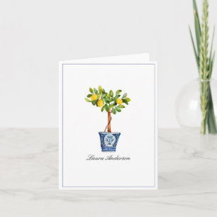 Elegant Lemon tree topiary folded Thank You Card