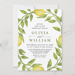 Elegant Lemon Watercolor Greenery REHEARSAL DINNER Invitation