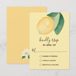 Elegant Lemon Watercolor RSVP Card