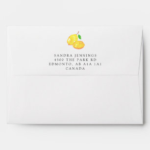 Elegant Lemon Watercolor Script Modern Baby Shower Envelope