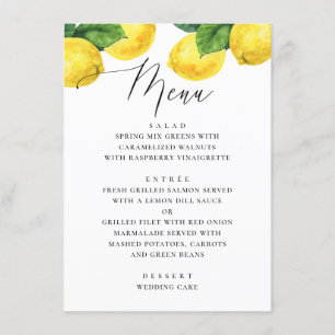 Elegant Lemon Wedding. Mediterranean Citrus Garden Menu